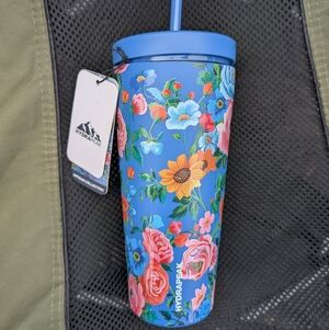 HydraPeak Blue Floral Insulated Tumbler with Straw
